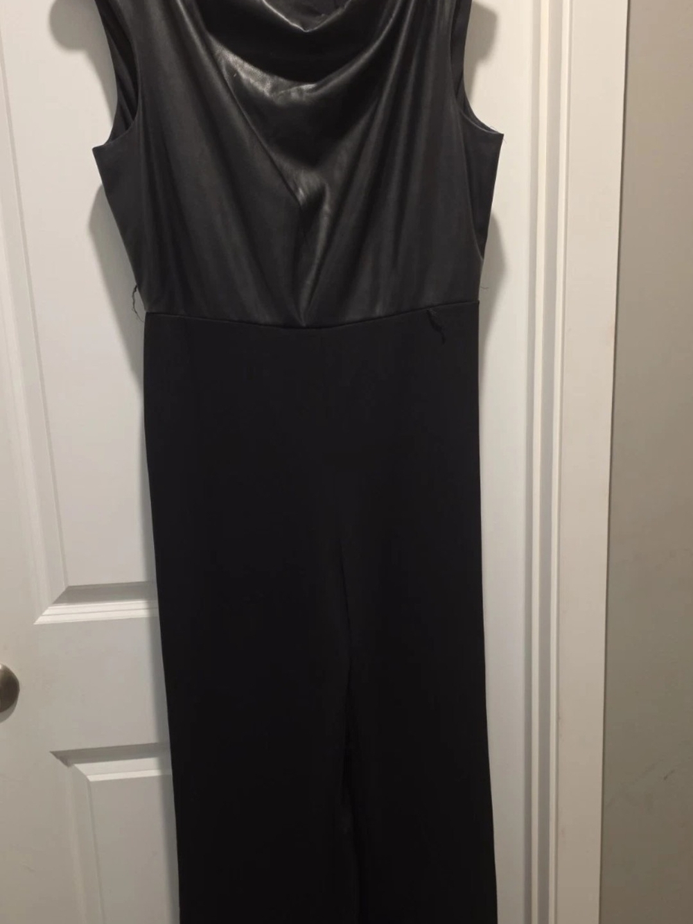 Dkny Black Faux-Leather Top Jumpsuit